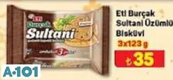 ETİ BURÇAK SULTANİ ÜZÜMLÜ BİSKÜVİ 3X123 G